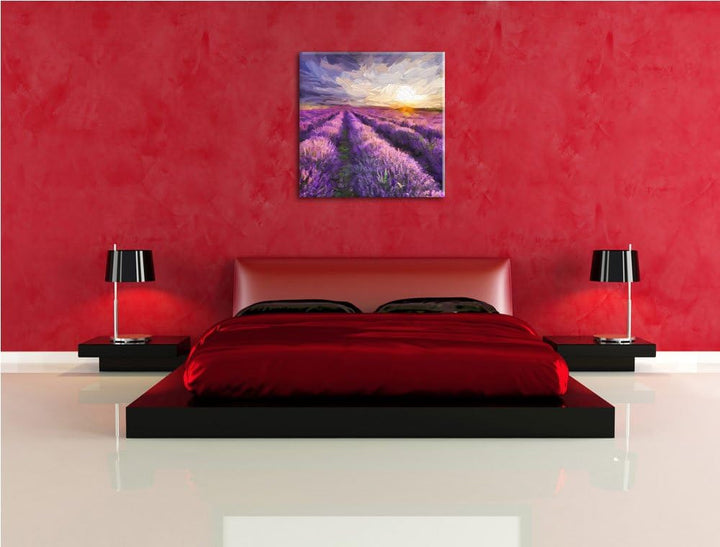 Pixxprint Lavendelfeld in der Provence als Leinwandbild/Grösse: 70x70 cm/Wandbild/Kunstdruck/fertig