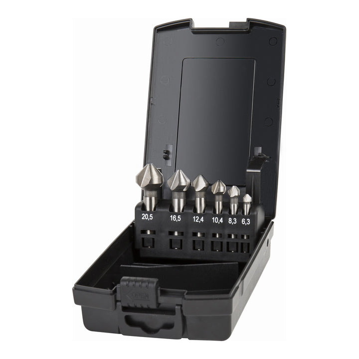 STIER Kegelsenker-Set, 6 teilig, Schneidstoff: HSS, Senkbohrer, in den Grössen 6,3-20,5 mm, Form C 6