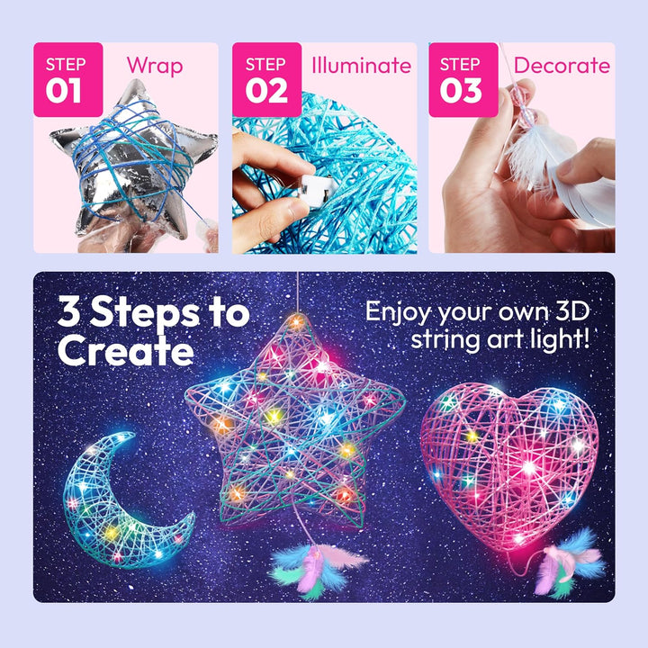 Klever Kits 3D-Fadenkunst-Set für Kinder,Kunsthandwerk für Kinder im Alter von 8,9,10,11,12 Jahren,D