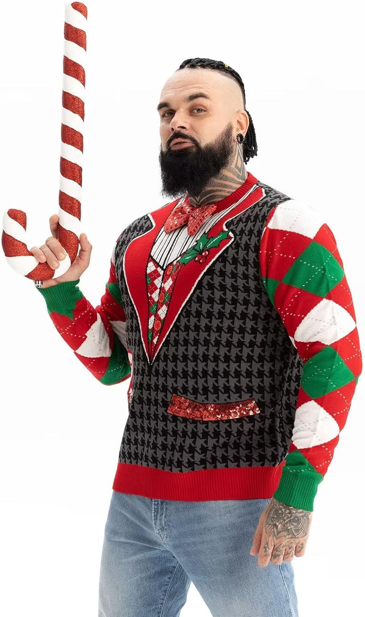 U LOOK UGLY TODAY Weihnachtspullover Herren Damen Unisex LED Licht Lustig Sweater Pulli Hässlich Xma