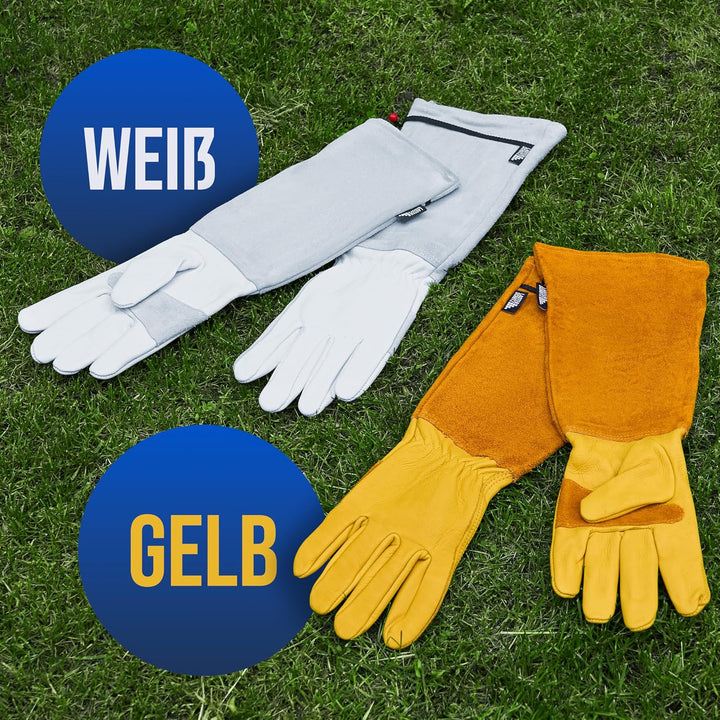 DORNENSICHERE Rindsleder Handschuhe -Mit Rückennaht für Bewegungsfreiheit und Komfort (S, Gelb) S Ge