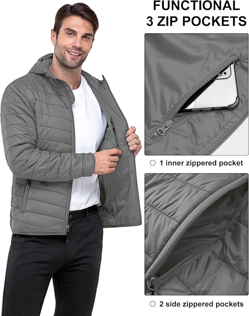 33,000ft Herren Leichte Steppjacke Outdoor Wasserbeständige Übergangsjacke Warme Winterjacke für Män