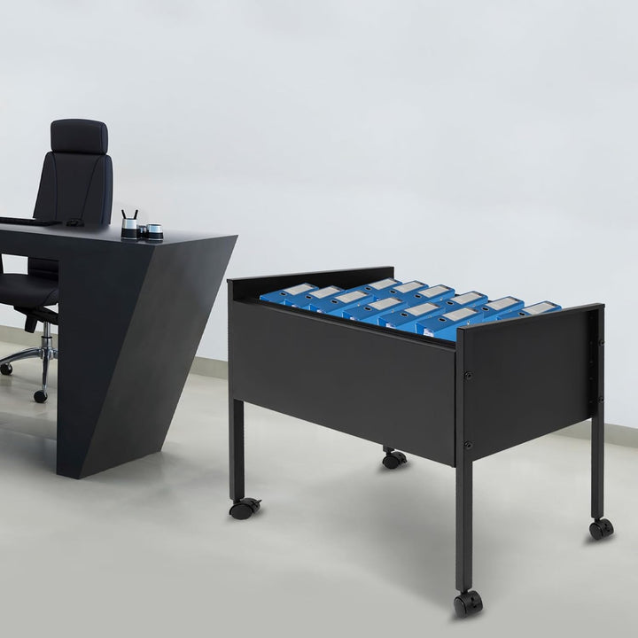 Aktenschrank Aktenordner Schwarz mit Rädern Hängemappenwagen Zum Organisieren, Sortieren und Ablegen