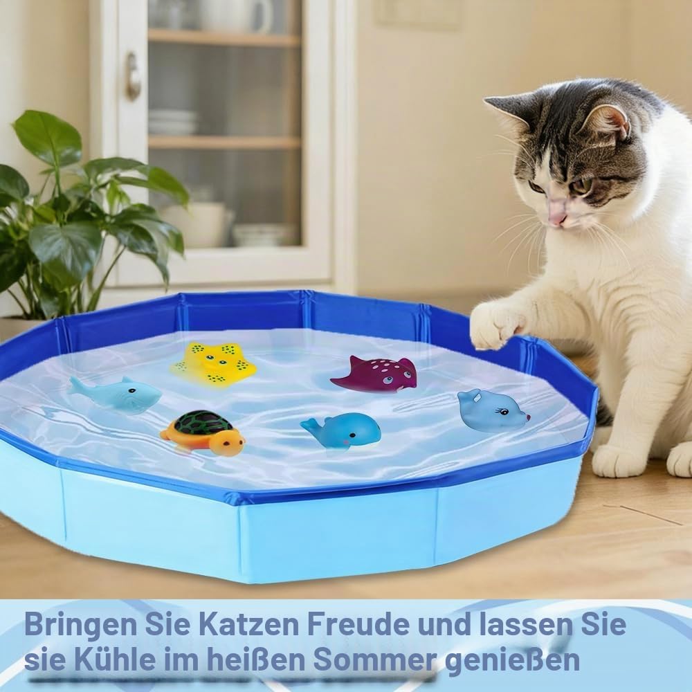 Katzenpool, 50x10cm Planschbecken für Katze, Tragbares Haustier Hund Planschbecken, Faltbares Schwim