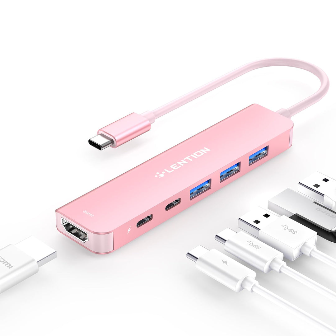 LENTION USB C Hub mit 4K@60Hz HDMI, 100W PD, USB-C Datei, USB 3.0, Multiport Adapter kompatibel 2025