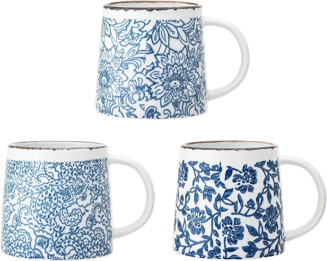 Bloomingville Tassen Molly, blau, Keramik, 3er Set