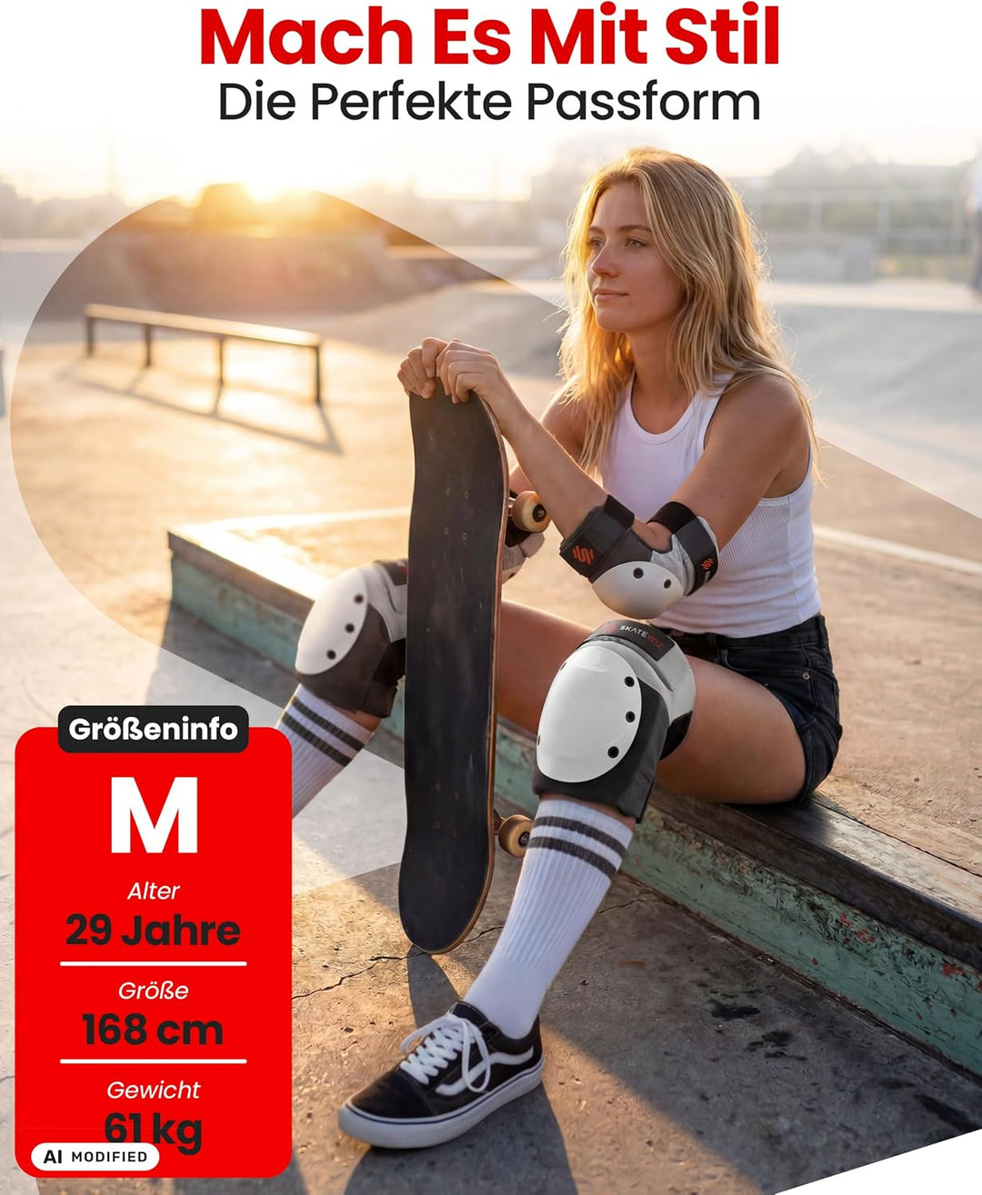 SKATEWIZ Inliner Schoner Schlittschuhe Damen - Handschoner, knie und ellenbogenschützer Erwachsene -