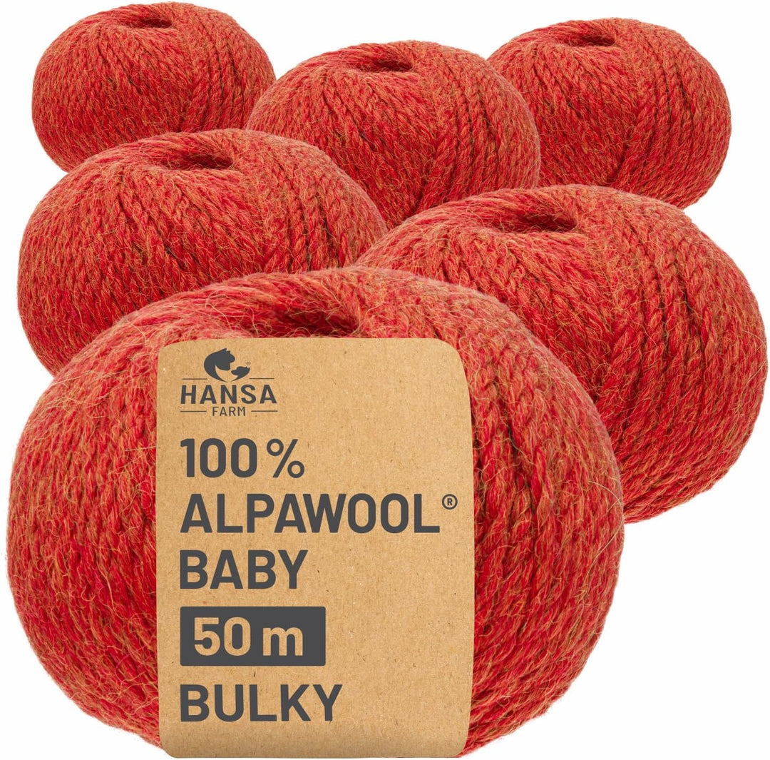 HANSA-FARM | 100% Baby Alpakawolle in 50+ Farben (kratzfrei) - 300g Set (6 x 50g) - weiche Alpaka Wo