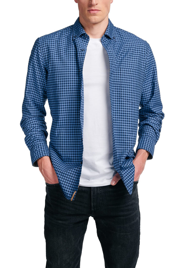eterna Langarm Hemd Slim Fit Oxford kariert