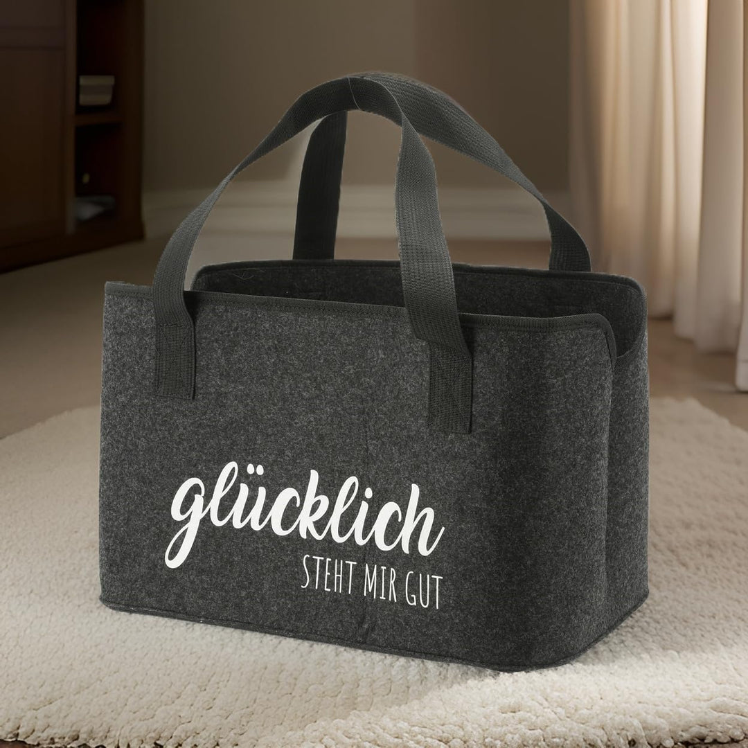 MC-Trend faltbare XL Filztasche mit lustigen Sprüchen aus 3 mm starkem Filz praktische Tasche zum Ei