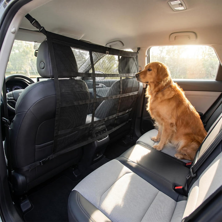 Hundegitter Auto Mit Aufbewahrungstaschen Trennnetz Hund, 78x53 cm Universal-Doppelschicht-Mesh Tren