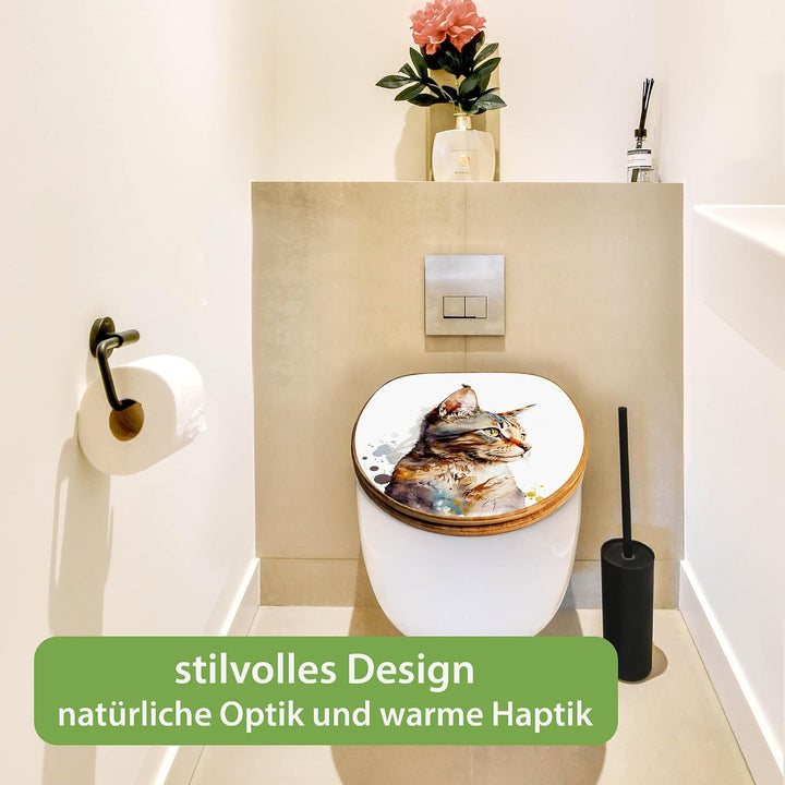 banjado Design WC Sitz Bambus Absenkautomatik 45,8x37,5cm - Toilettendeckel mit Absenkautomatik Holz