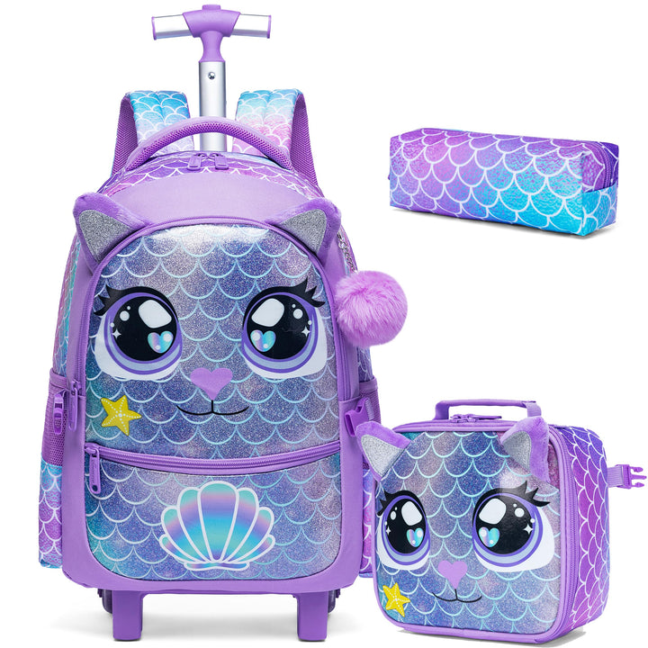 HTgroce Schulranzen Mit Rollen Schulranzen Trolley Mädchen Einhorn Rucksack Mit Rollen Rolling Backp