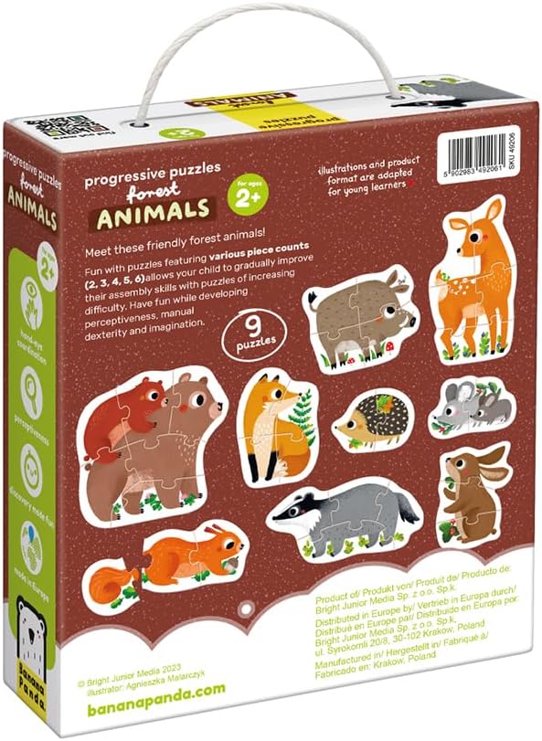 Banana Panda Progressive Puzzles Forest Animals für Kinder ab 2 Jahren - 33 Teile - Tiere - Kinderpu