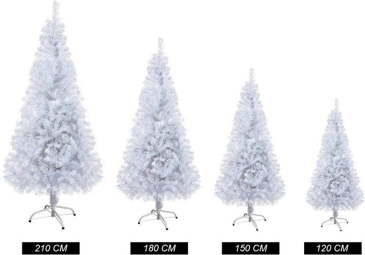 Weihnachtsbaum weiss, 120/150/180/210 cm Weiss, künstlicher Weihnachtsbaum, Kunsttanne mit Metallstä