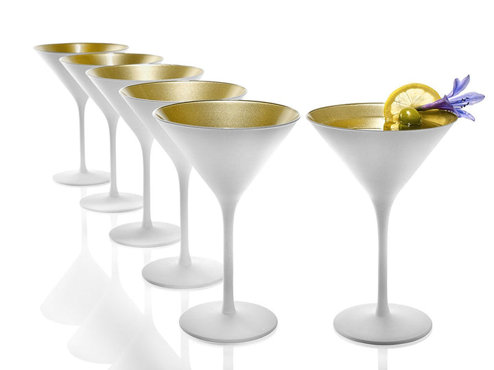 Stölzle Lausitz Elements Cocktailschale, Glas, weiss-Gold, 6 Stück (1er Pack), 6 6 Stück (1er Pack)