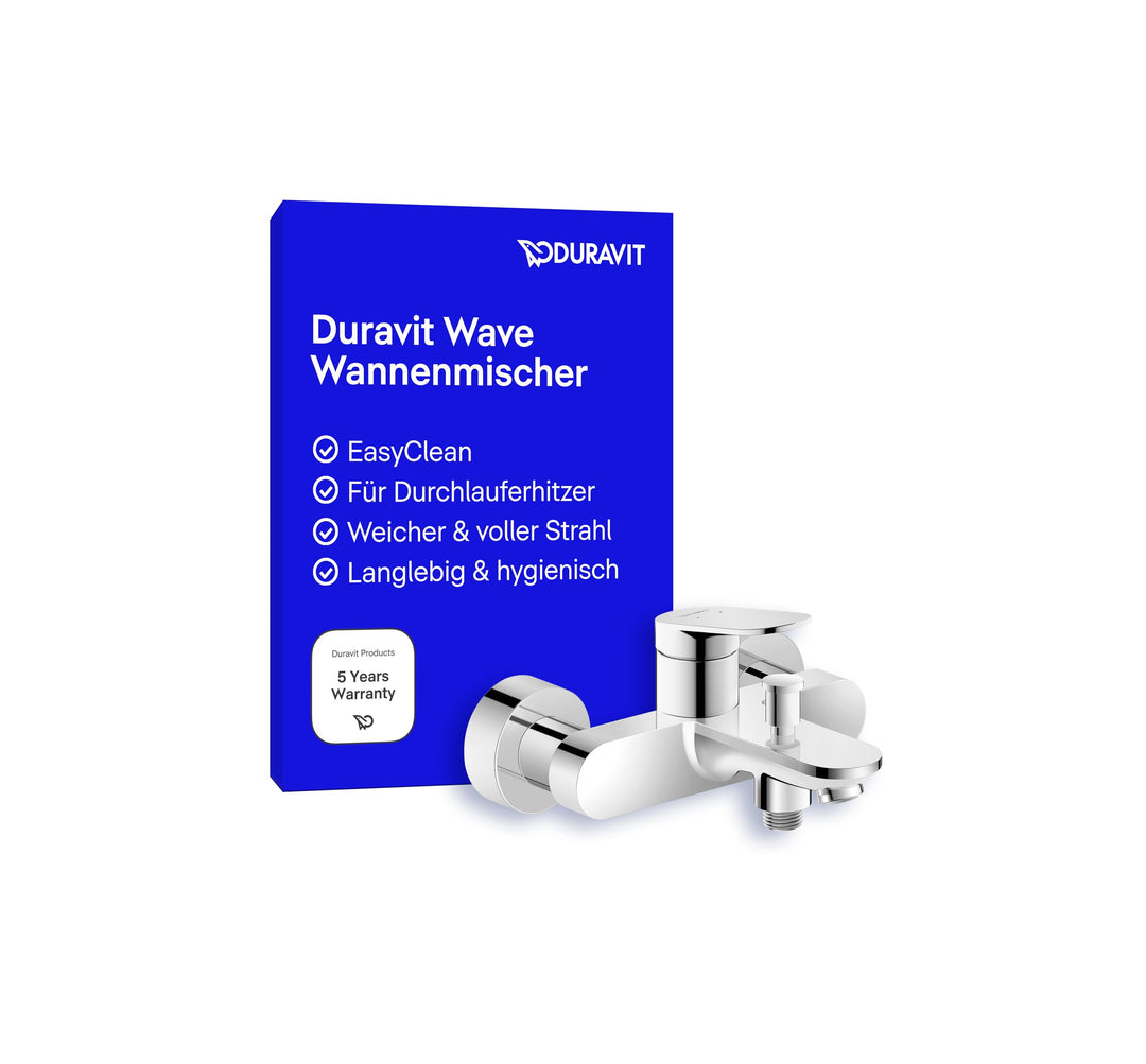 Duravit Wave Wannenarmatur Aufputz für 2 Verbraucher, Einhebel-Wannenmischer mit Keramikmischsystem