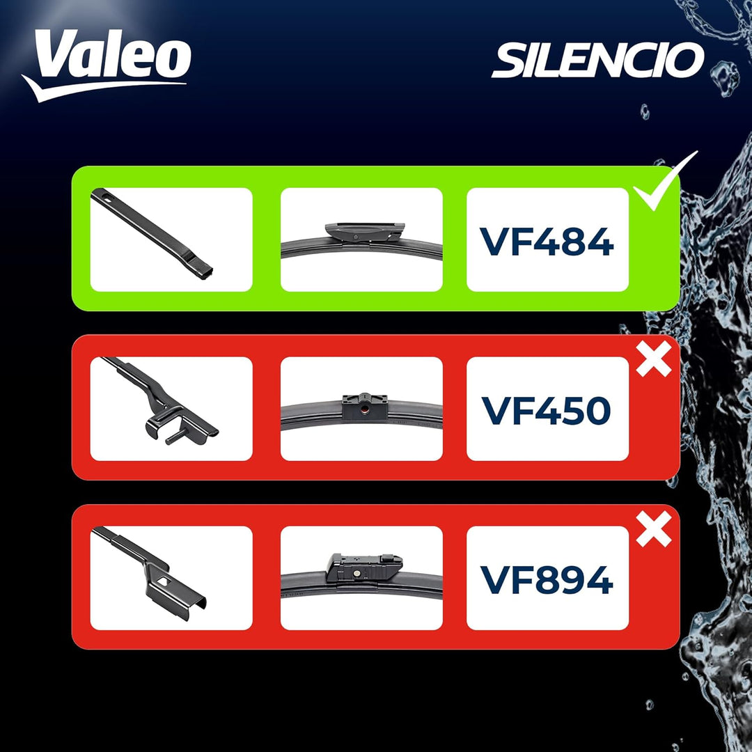 Valeo Silencio VF484 Wischerblatt 574684 Vorderansicht: 800mm / 750mm Menge 2 Einheiten (für Fahrzeu