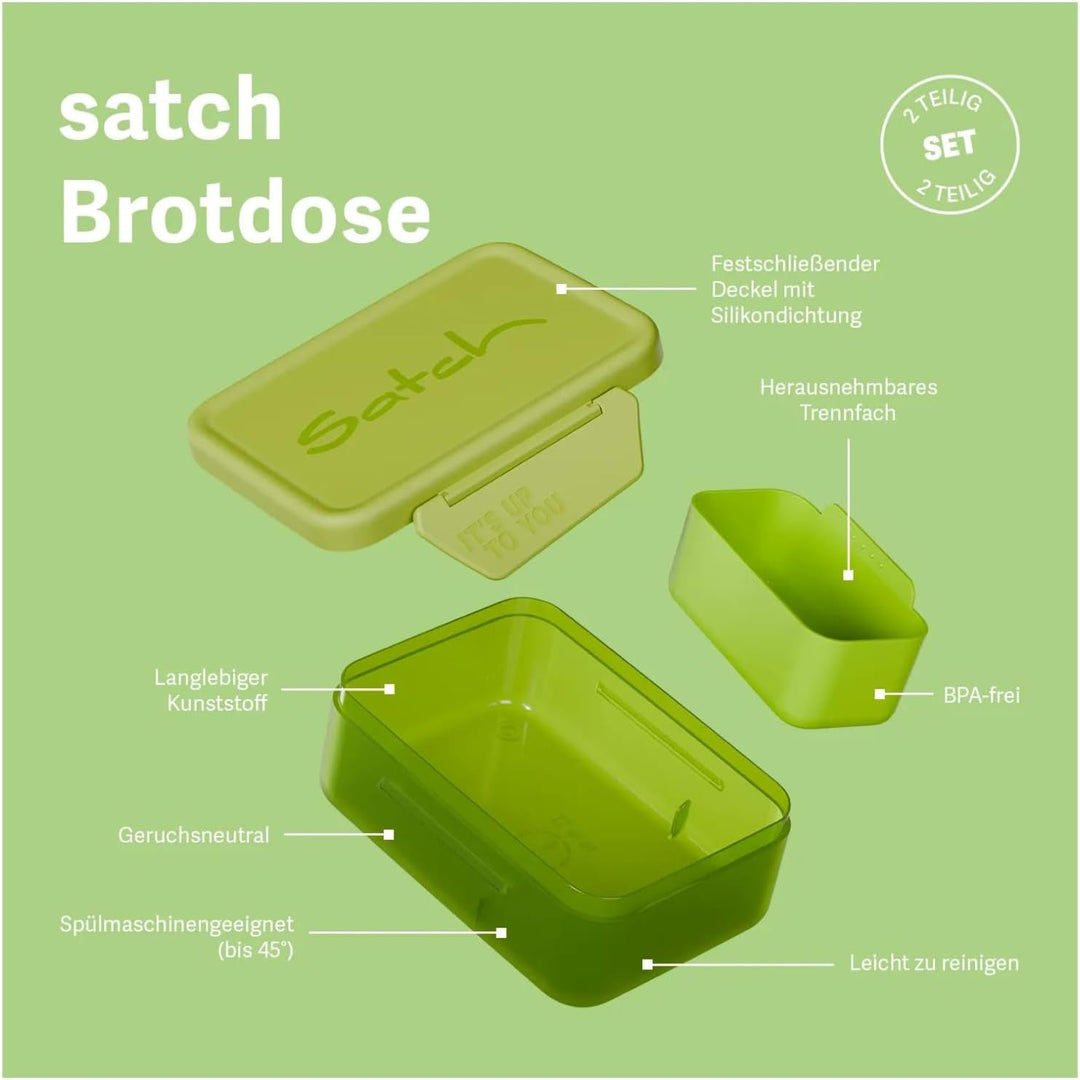 Satch Brotdose mit Trennfach, BPA-frei, Spülmaschinenfest Schwarz Schwarz One Size, Schwarz One Size