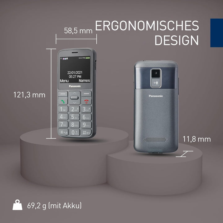 Panasonic KX-TU160EXG Essentials Mobiltelefon für Senioren, SOS-Notruftaste, grosse Separate Tasten,
