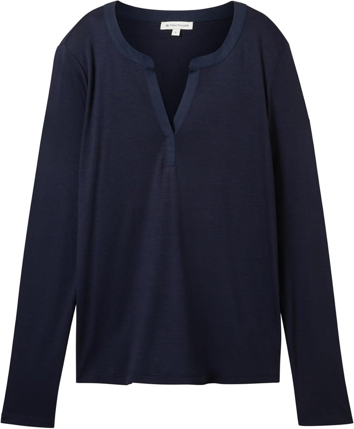 TOM TAILOR Damen Longsleeve T-Shirt L 10668 - Sky Captain Blue, L 10668 - Sky Captain Blue