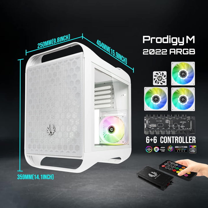 BitFenix Prodigy M 2022 Pc Case, ARGB Micro ATX Gehäuse, Gaming Pc, Kompaktes Pc Gehäuse für Micro A