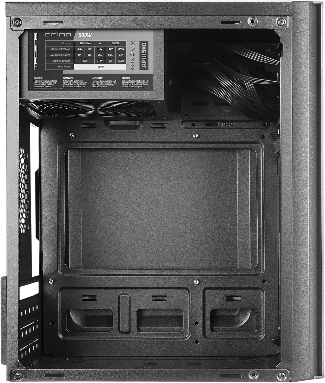 Tacens Anima AC6500, Kompaktes Micro ATX PC Gehäuse, Front-Mesh Kühlung, 500W Netzteil, USB 3.0, Sch