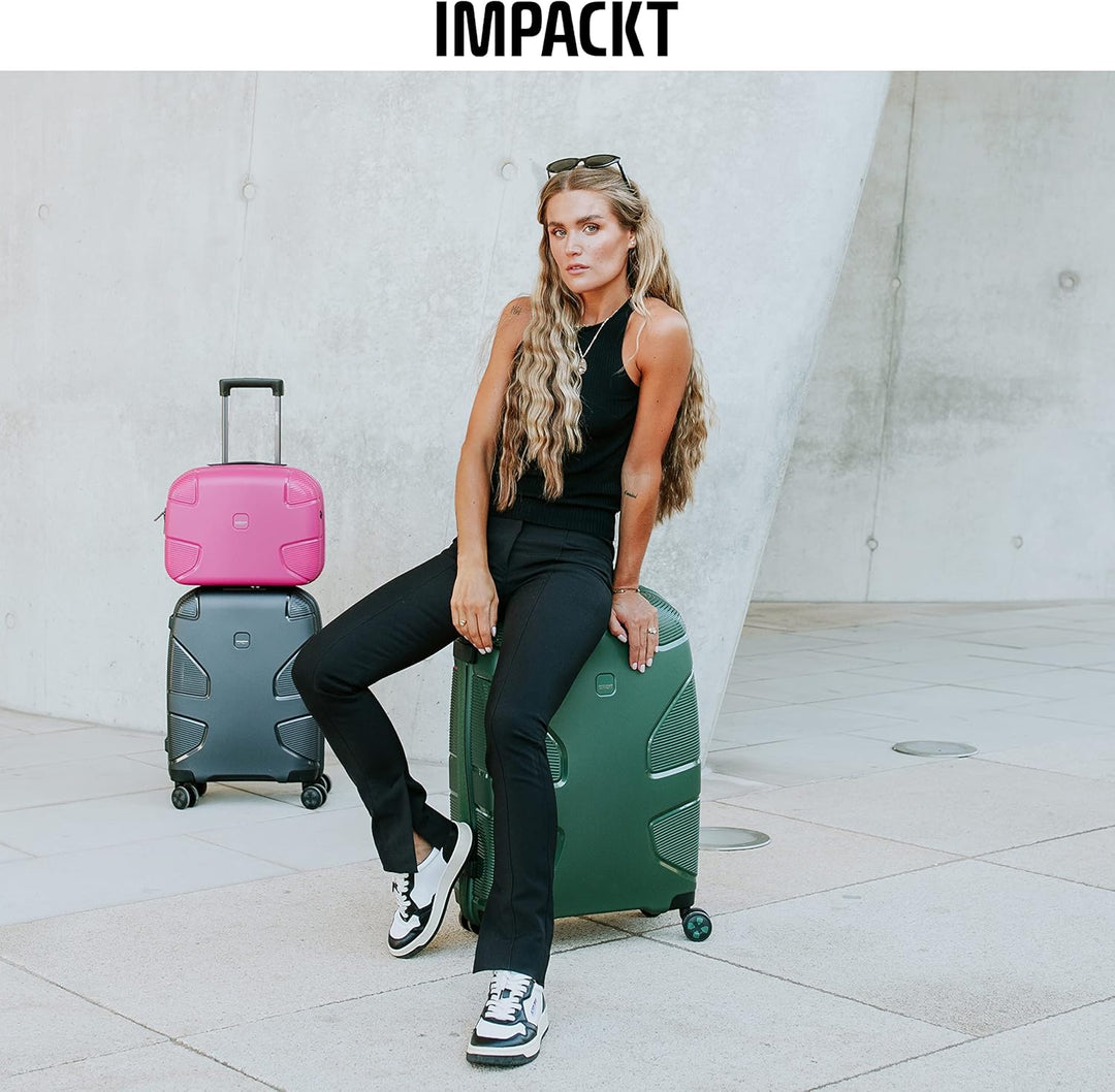 IMPACKT IP1 4-Rad Hartschalenkoffer aus recyceltem Material mit 6 Jahren Garantie; nachhaltiger Reis