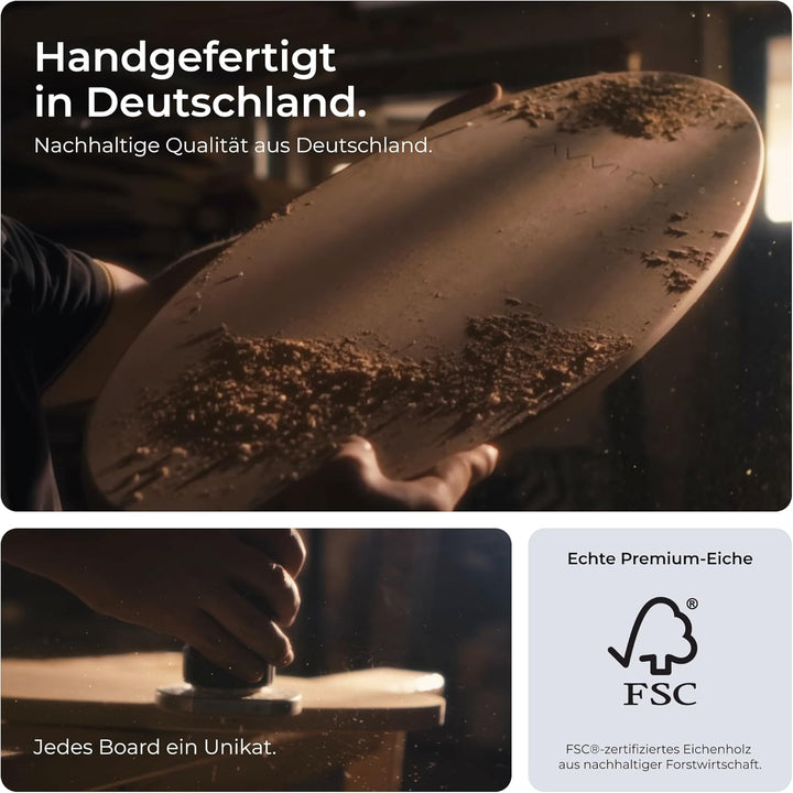 Balance Board aus Eichenholz [Handgefertigt in Deutschland] FSC-zertifizierter Gleichgewichtstrainer