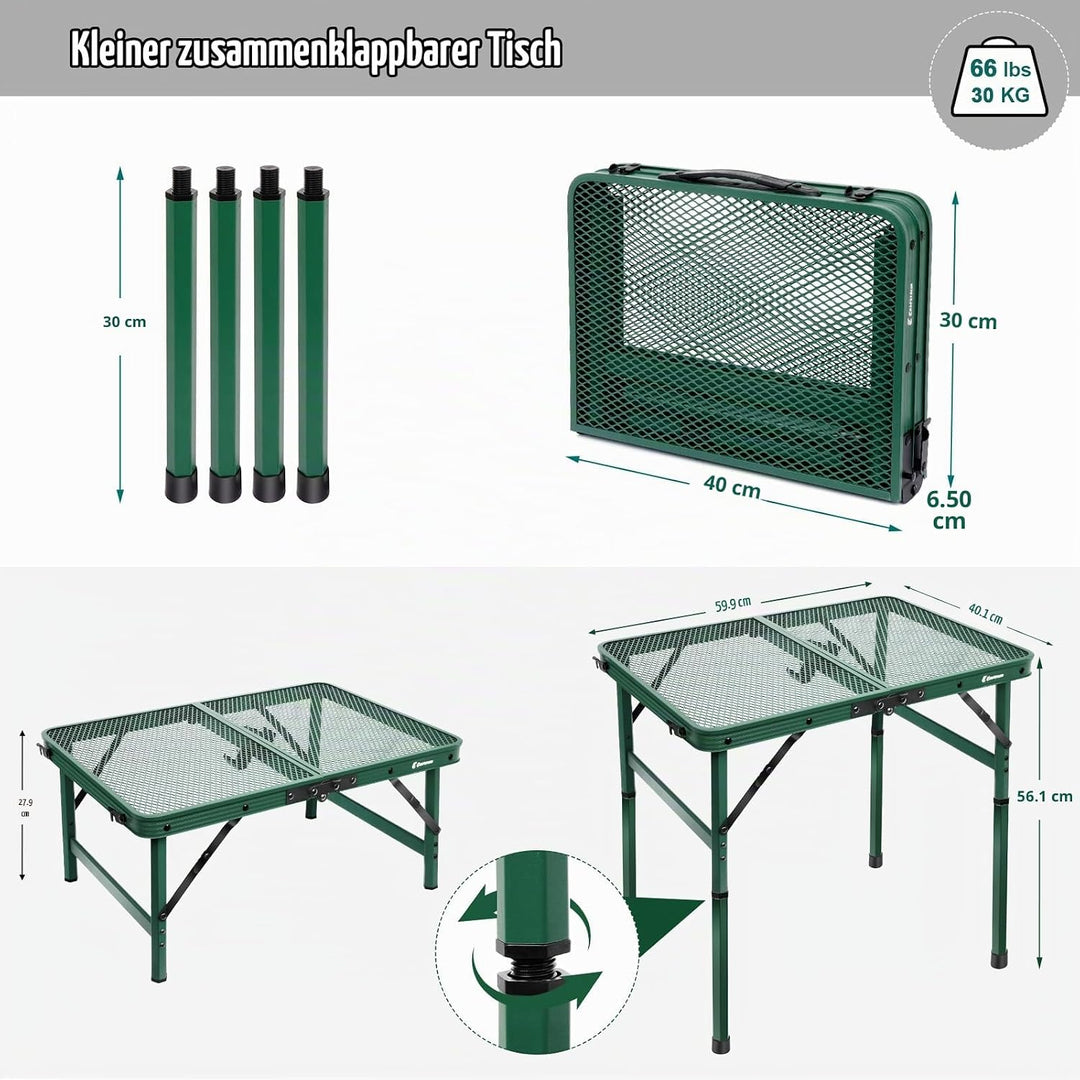 E EASTSTORM Campingtisch Klappbar 60×40cm，Gartentisch，Grilltisch mit Metallgitterplatte，Leicht und T