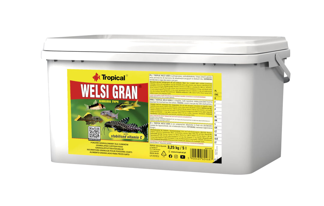 Tropical Welsi Gran Granulat für Bodenfressende Zierfische, 1er Pack (1 x 5 l) Meeresfrüchte 5 l (1e