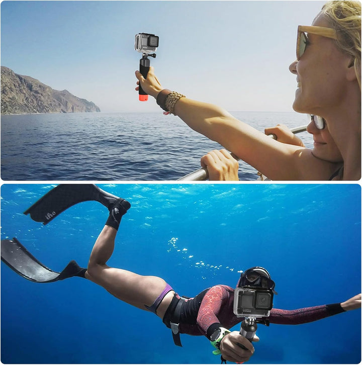 Vkesen Schwimmender Handgriff + Mini Stativ (Zubehör Set) für GoPro, Unterwasser Griff Stick für GoP