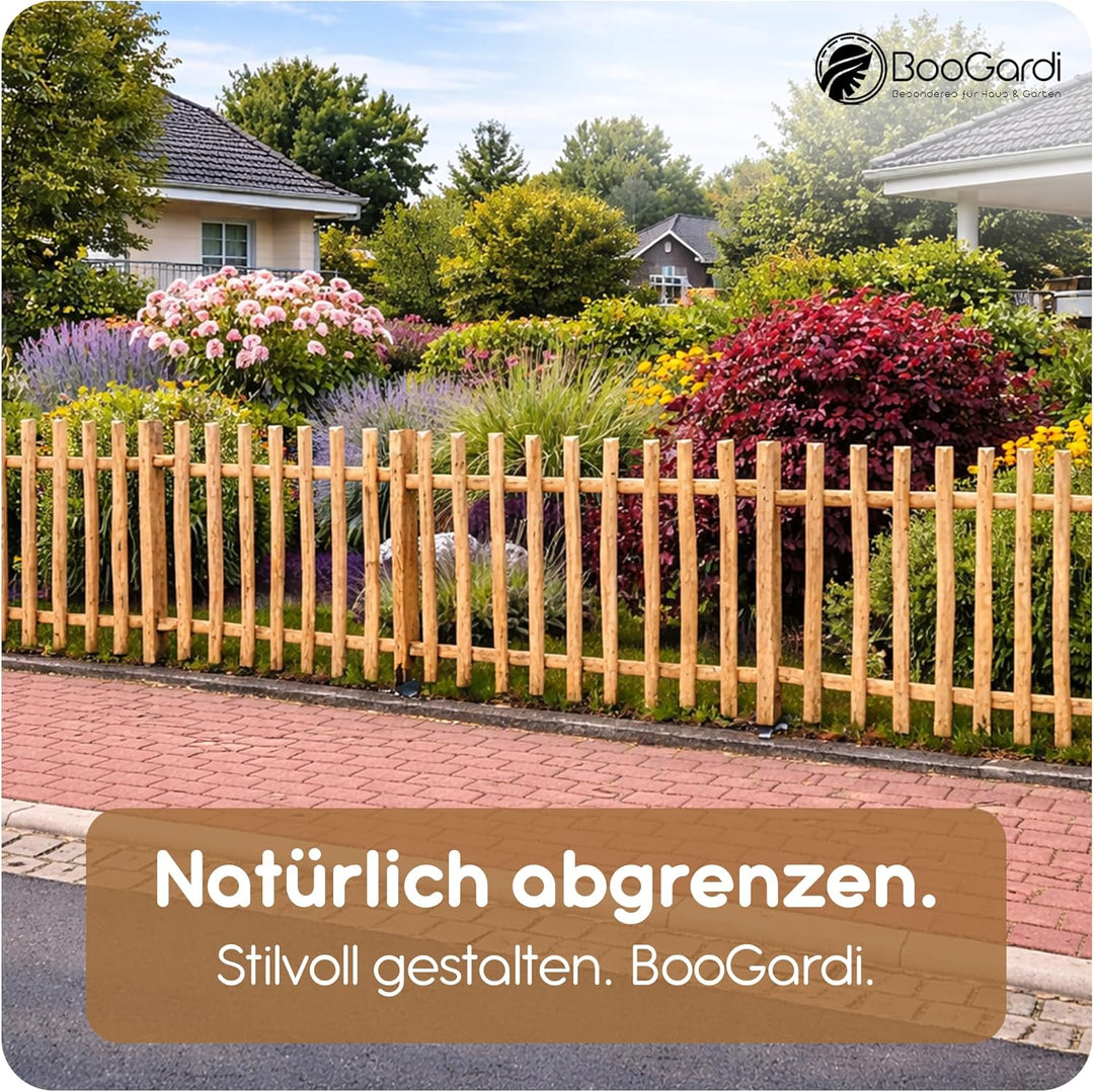 BooGardi Zaunelement Haselnuss · 144 Grössen · 50 x 90 cm (7-9 cm) · Staketenzaun Bausatz für Latten