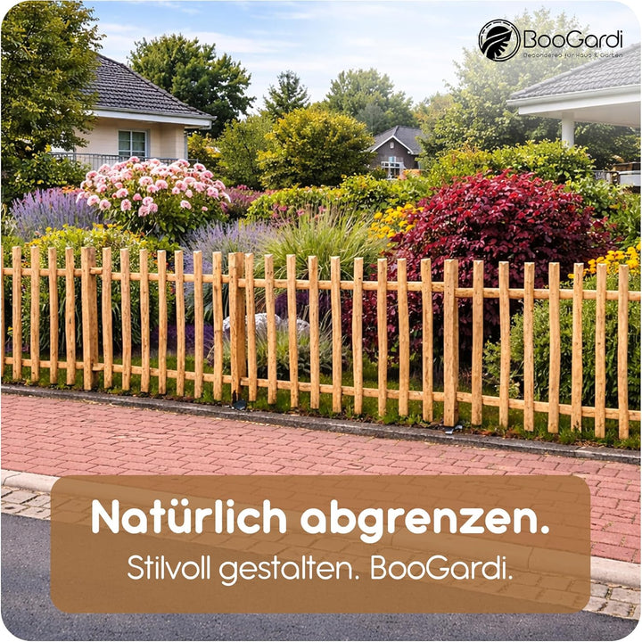 BooGardi Zaunelement Haselnuss · 144 Grössen · 50 x 90 cm (7-9 cm) · Staketenzaun Bausatz für Latten