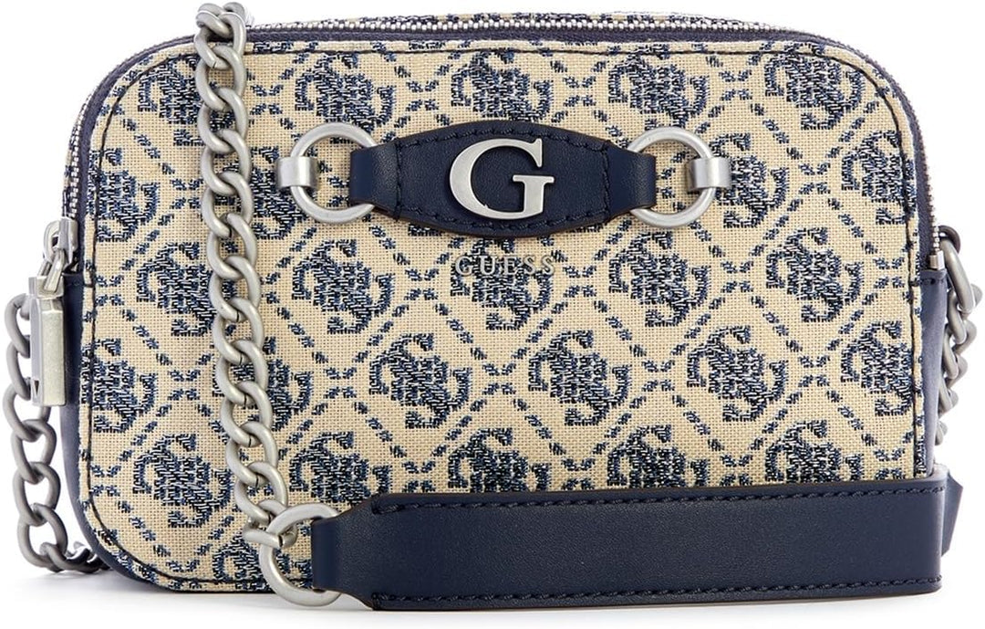 GUESS Damen Izzy Umhängetasche, Kameratasche, Navy Logo