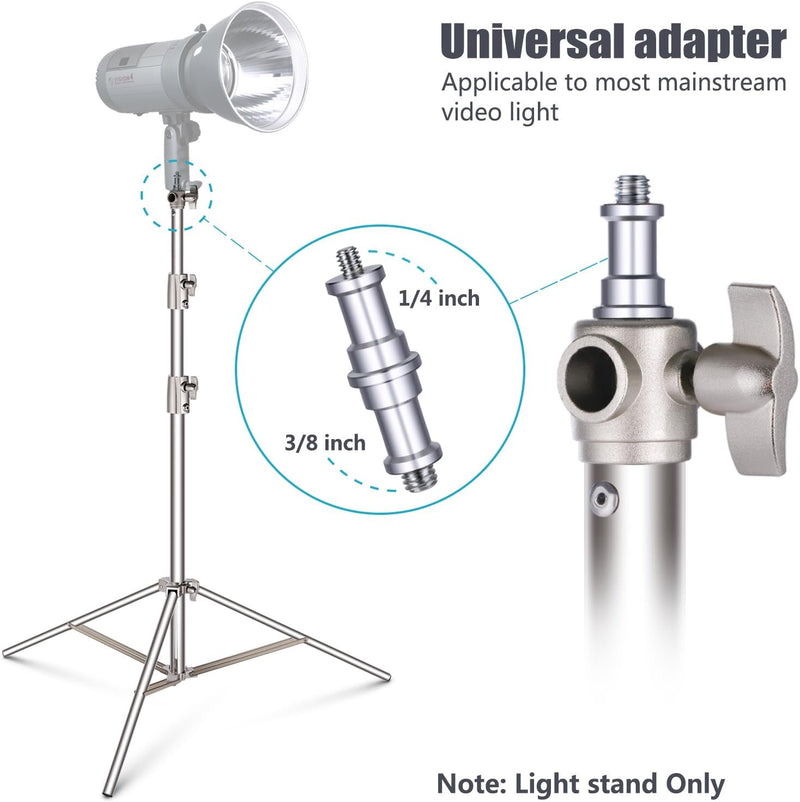 NEEWER 3er Pack Edelstahl Lichtstativ mit 1/4" auf 3/8" Universaladapter 39-114"/99-290cm Faltbarer