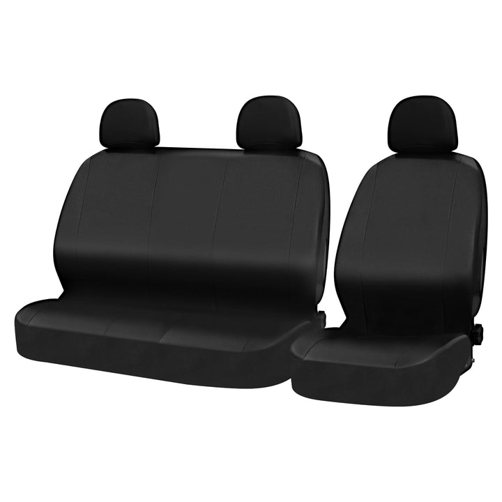 WOLTU Auto Sitzbezüge universal Grösse, 1+2 Sitzbezug Schonbezüge aus Kunstleder schwarz, Schwarz