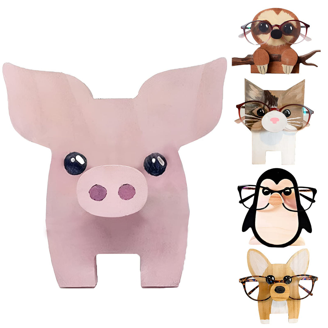 Holzbrillenhalter Ständer, Schweinchen-Form Brillengestell Tierbrillenhalter für Geschenke Heimbüro