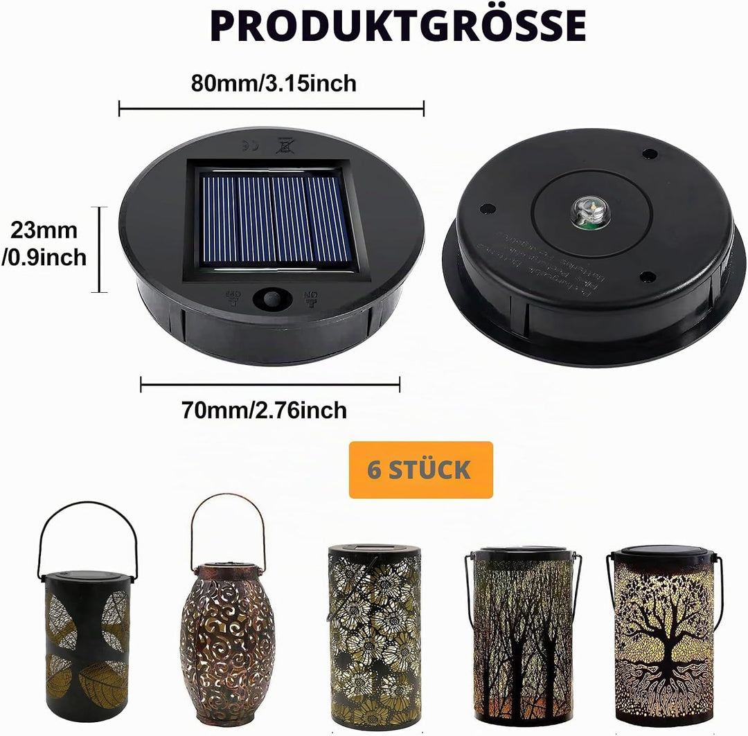 Solarleuchten Ersatzteile 8cm, 6 Stück Solar Ersatzdeckel, Top mit LED, IP65 Wasserdicht LED Solarmo