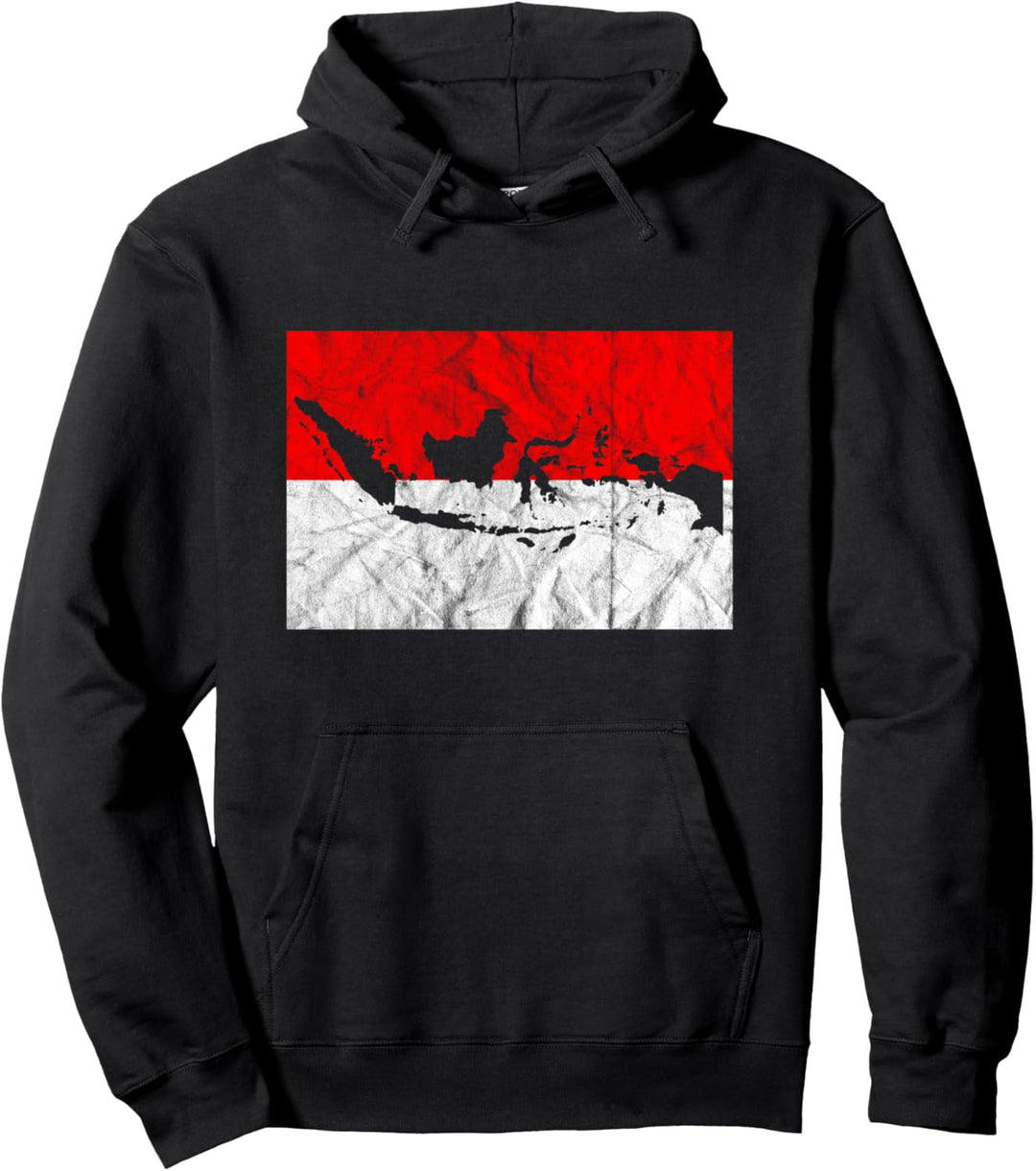 Indonesien Indonesische Flagge Umriss Reise Asien Urlaub Pullover Hoodie