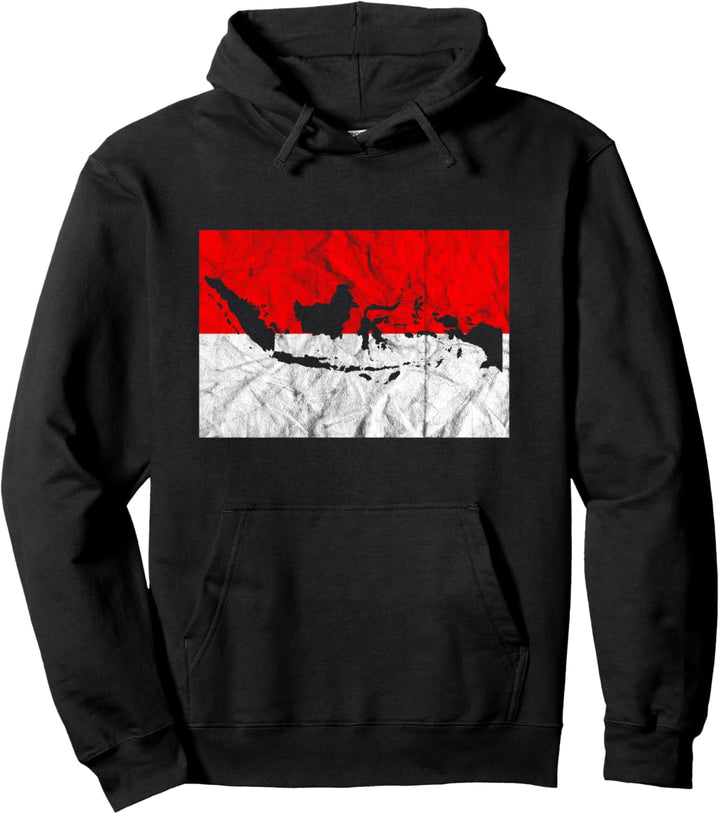 Indonesien Indonesische Flagge Umriss Reise Asien Urlaub Pullover Hoodie