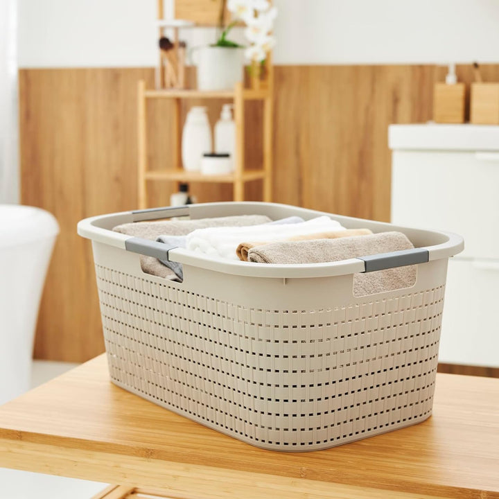 Rotho Country 3er-Set Wäschekorb 40l, Kunststoff (PP) BPA-frei, cappuccino, 40l (58.0 x 38.9 x 25.1