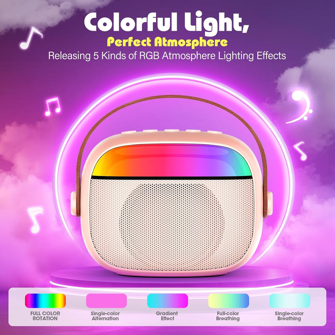 Karaoke Maschine mit 2 Mikrofon Kinder, Geschenk Mädchen 3-12 Jahre Mini Karaoke Mikrofon Kinder Mäd