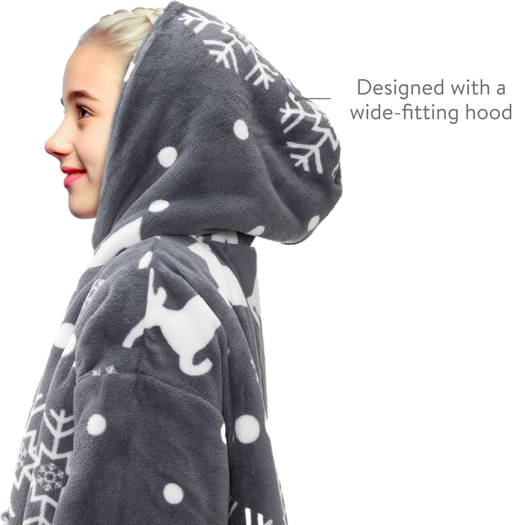 HOMELEVEL Kinder Sherpa Hoodie Pullover - Pulli mit Kapuze für Jungs und Mädchen - Kuschel Sweatshir