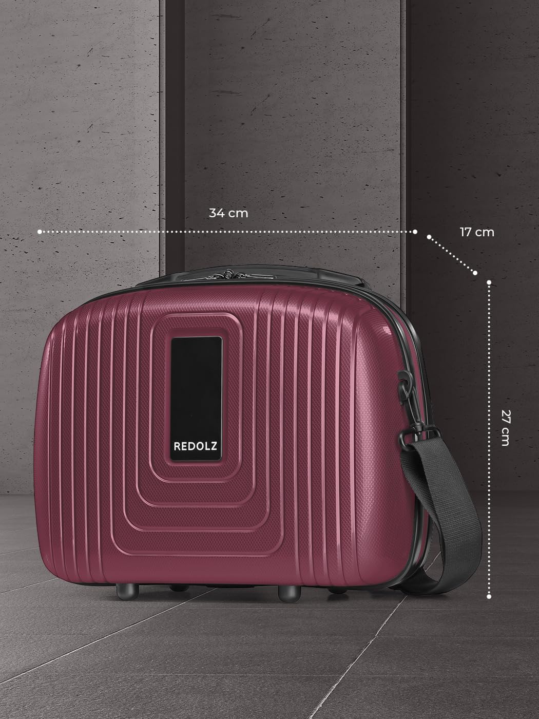 REDOLZ Hartschalen Handgepäck Kosmetik-Koffer | Stabiles Beauty-Case mit Aufsteckfunktion |34 x 17 x
