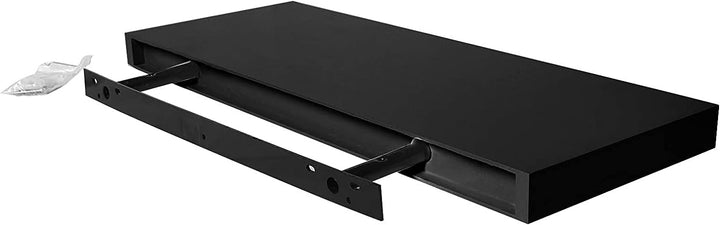 EUGAD Wandregal Schwarz, Schweberegal für Wohnzimmer Bücher/CD/DVD aufstellen, Wandregal klein, 25cm