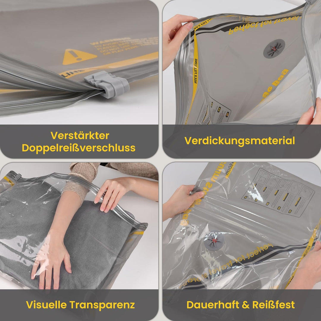 Vakuumbeutel für Kleidung mit Kabellose Vakuumpumpe – 9 Set wiederverwendbare Vakuumbeutel (40×40/40