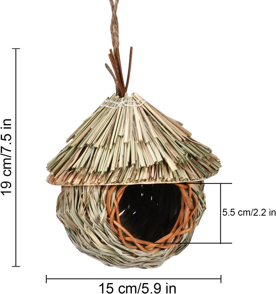 Vogelnest Gras, 2 Stück Gras Bird Nest, Handgewebte Vogelhäuser, Verschleissfest Hängender Vogelnest