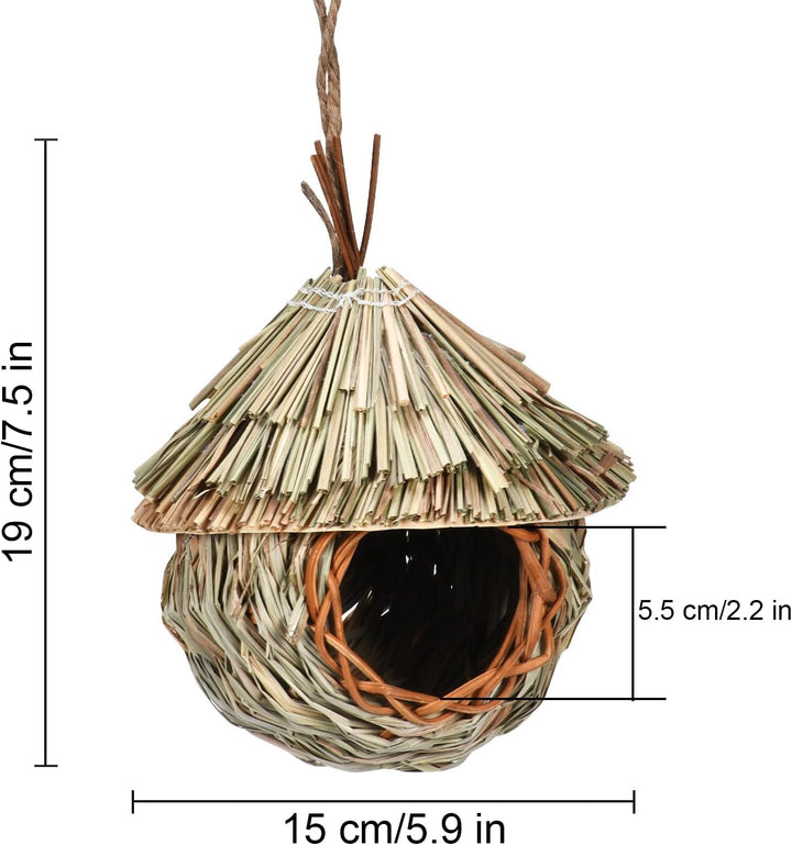 Vogelnest Gras, 2 Stück Gras Bird Nest, Handgewebte Vogelhäuser, Verschleissfest Hängender Vogelnest