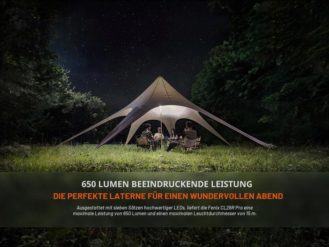 FENIX CL26R Pro LED Campingleuchte mit USB Anschluss 650 Lumen Olive drab